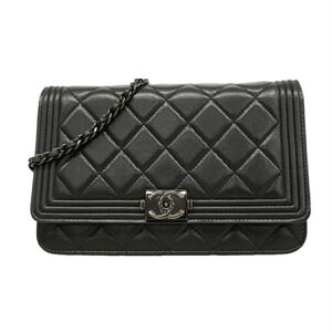 CHANEL Black Lambskin Leather Wallet